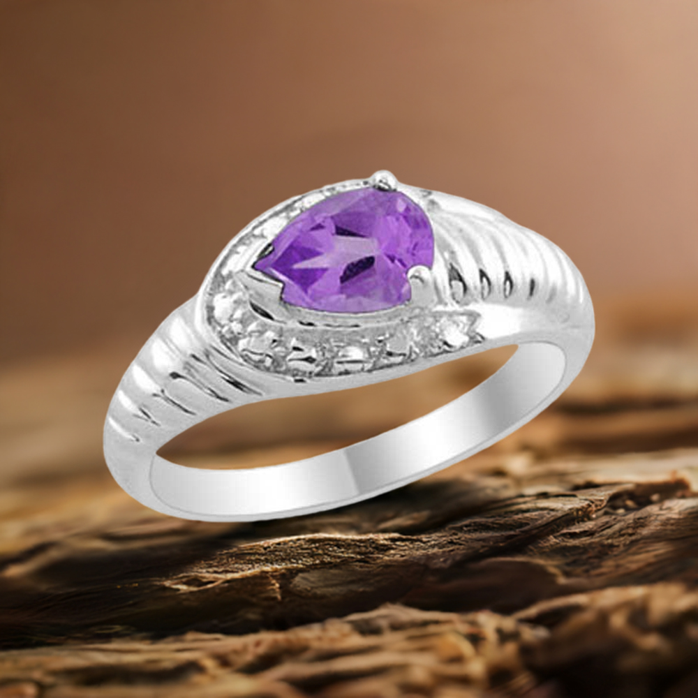 Amethyst Birthstone Silver Rings Jewelry 925SR2014