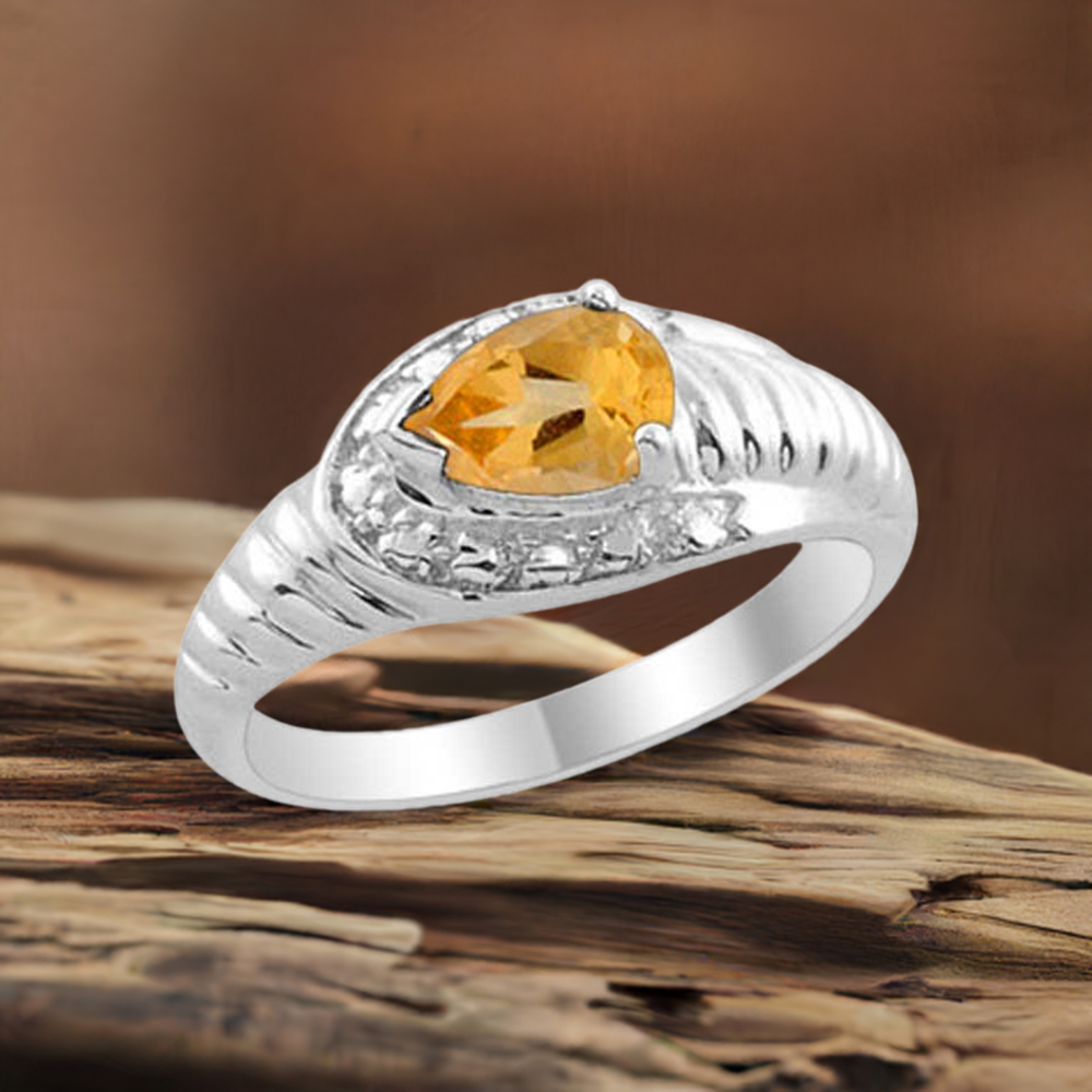 Sterling Silver Citrine Gemstone Wedding Rings 925SR2017