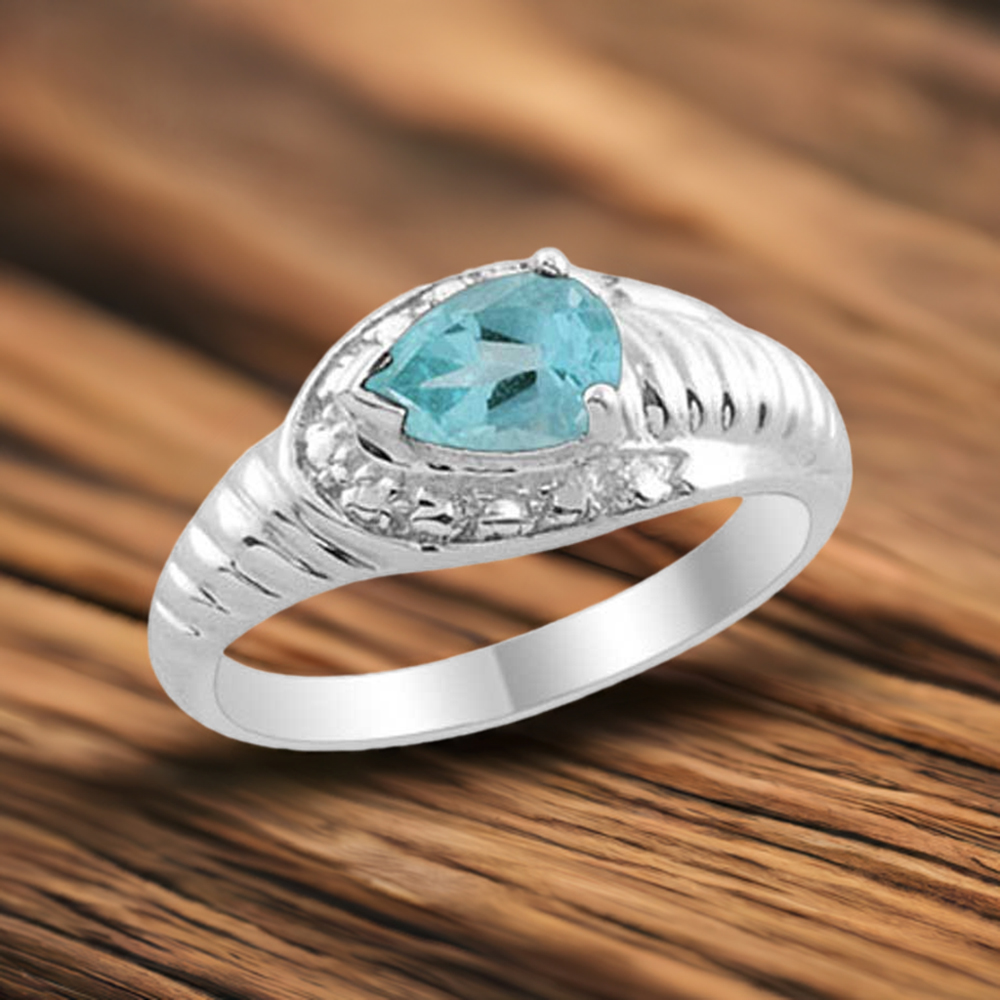Genuine Blue Topaz Gemstone Rings In 925 Sterling Silver Jewelry 925SR2018