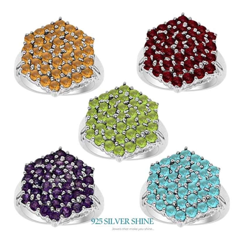 925 Sterling Silver Rings In Garnet Gemstone Jewelry 925SR2026_1