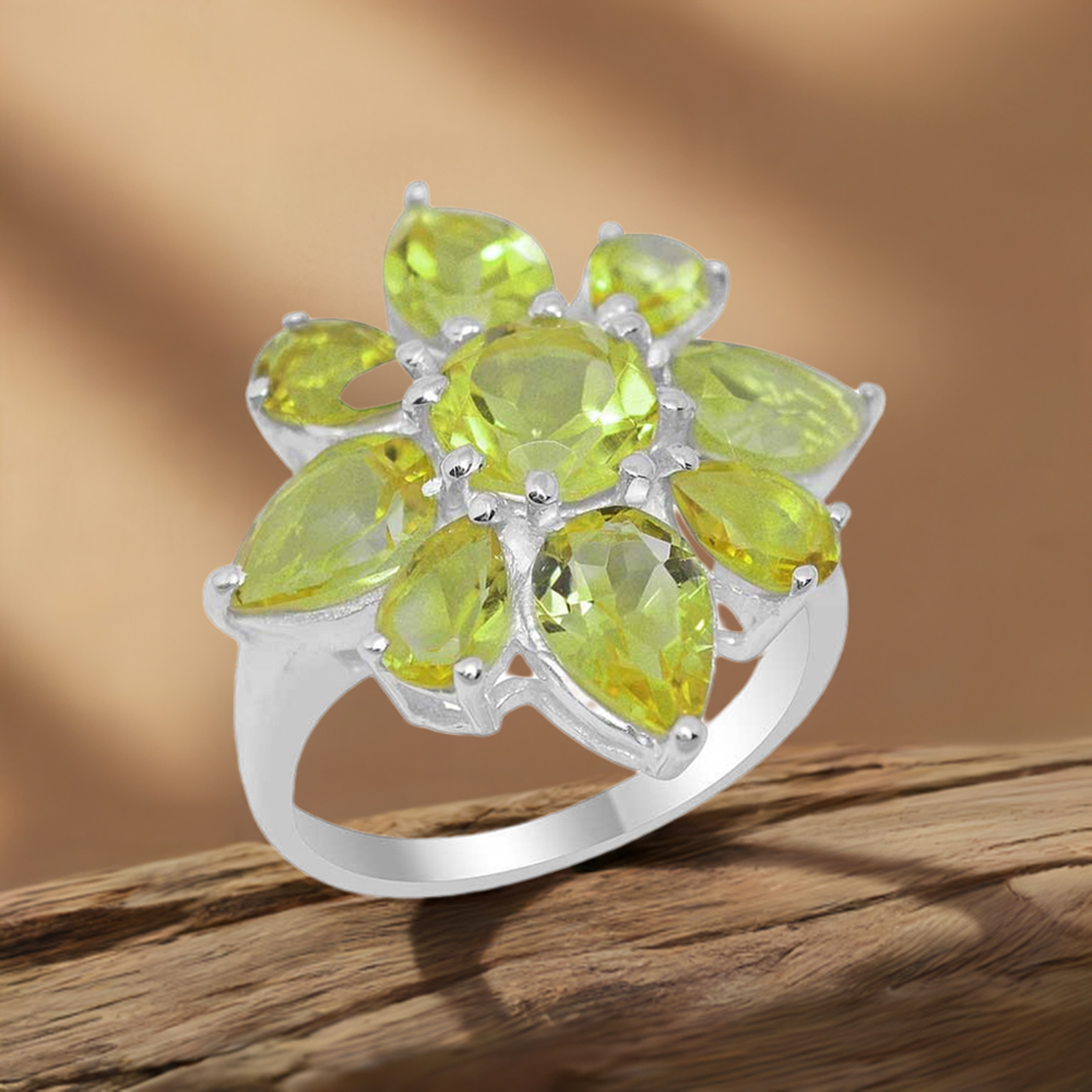 925 Sterling Silver Handmade Rings In Peridot Gemstone Jewelry 925SR2030