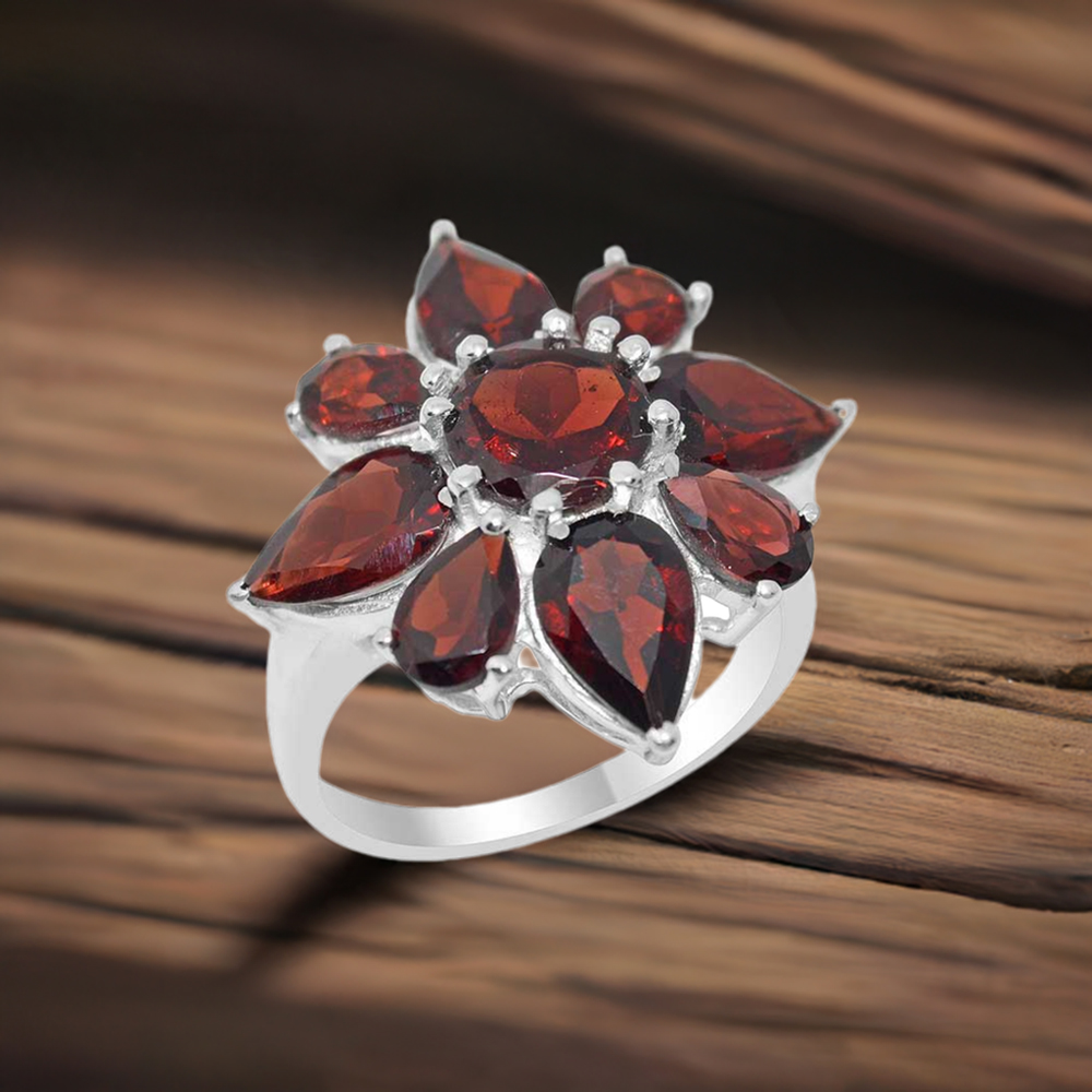 925 Sterling Silver Handmade Rings In Garnet Gemstone Jewelry 925SR2031