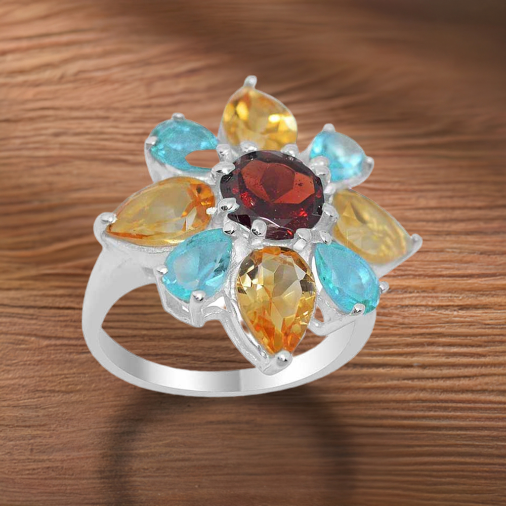 925 Sterling Silver Rings In Multi Gemstone Jewelry 925SR2034