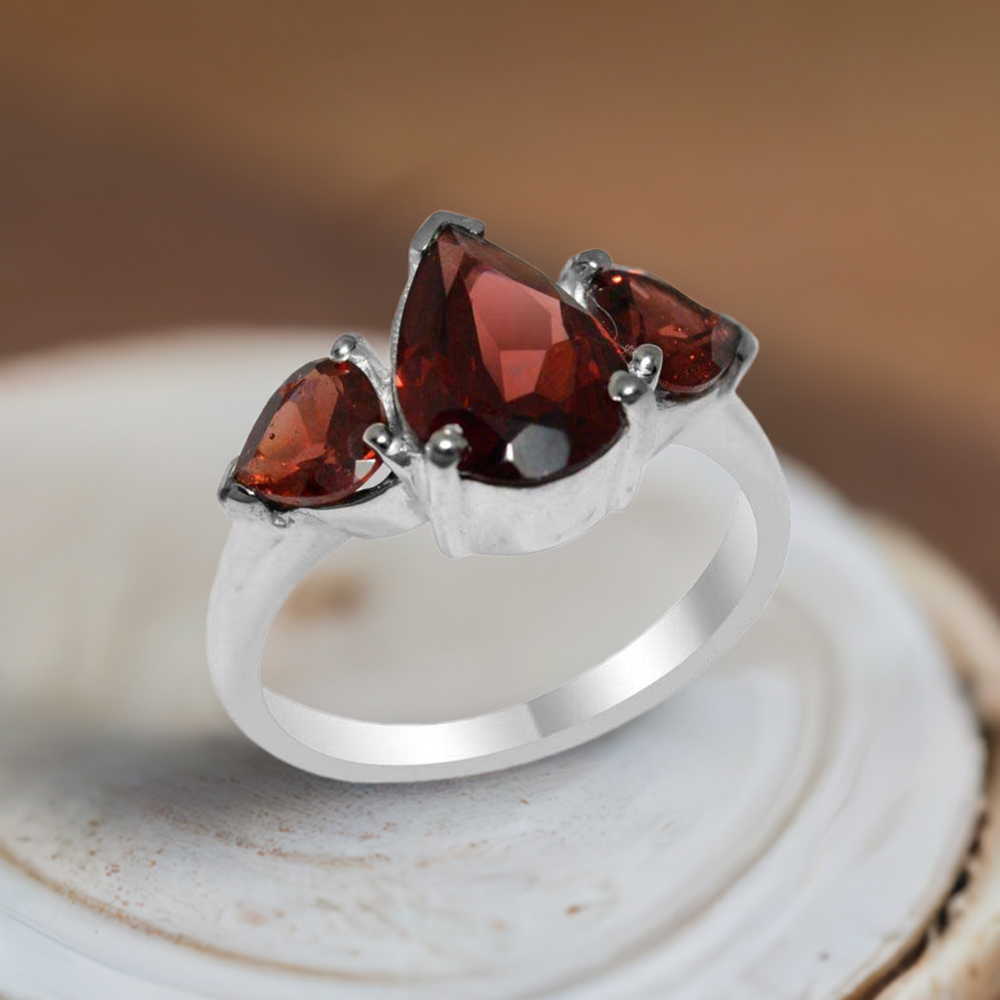 925 Sterling Silver Rings In Garnet Gemstone Jewelry 925SR2038
