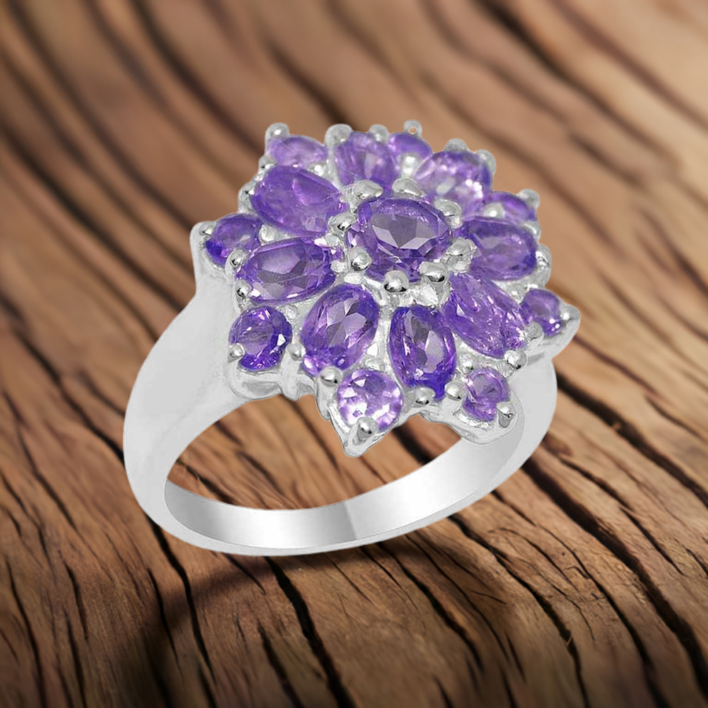 925 Sterling Silver Handmade Rings In Amethyst Gemstone Jewelry 925SR2041