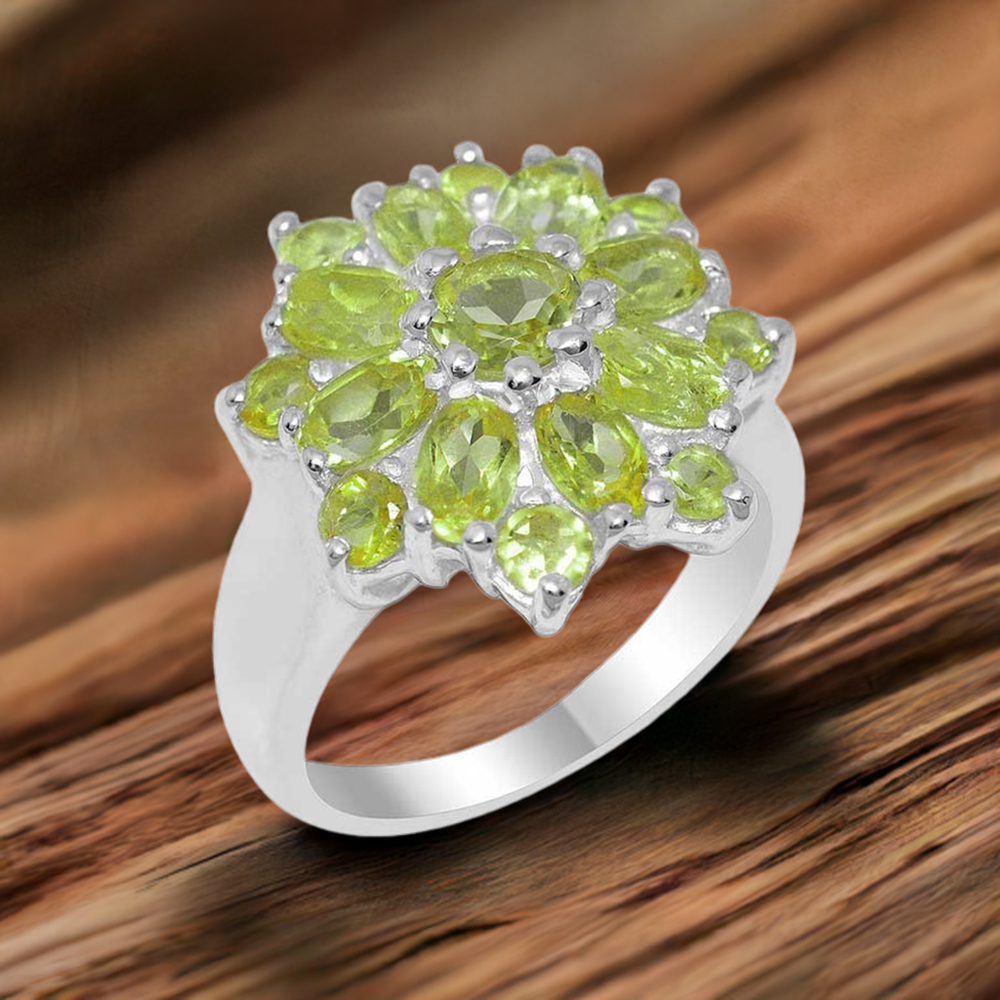 925 Sterling Silver Handmade Rings In Peridot Gemstone Jewelry 925SR2042