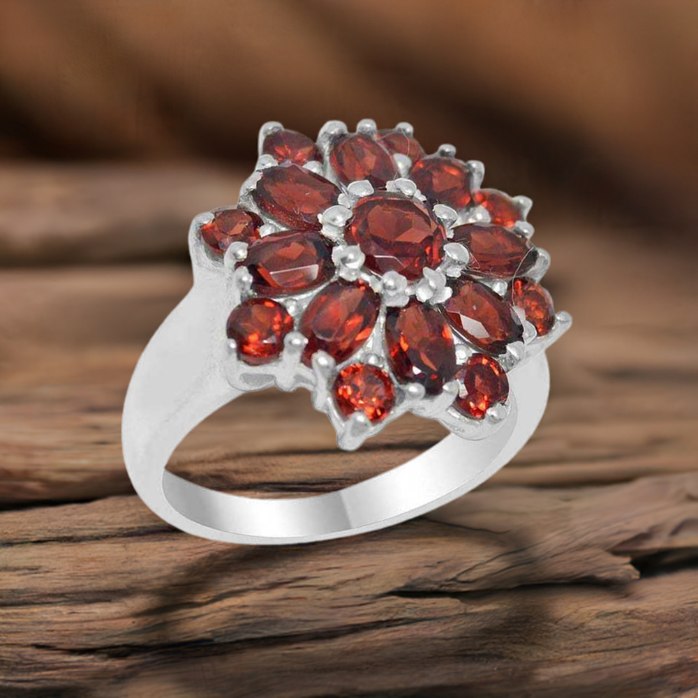 925 Sterling Silver Handmade Rings In Garnet Gemstone Jewelry 925SR2043