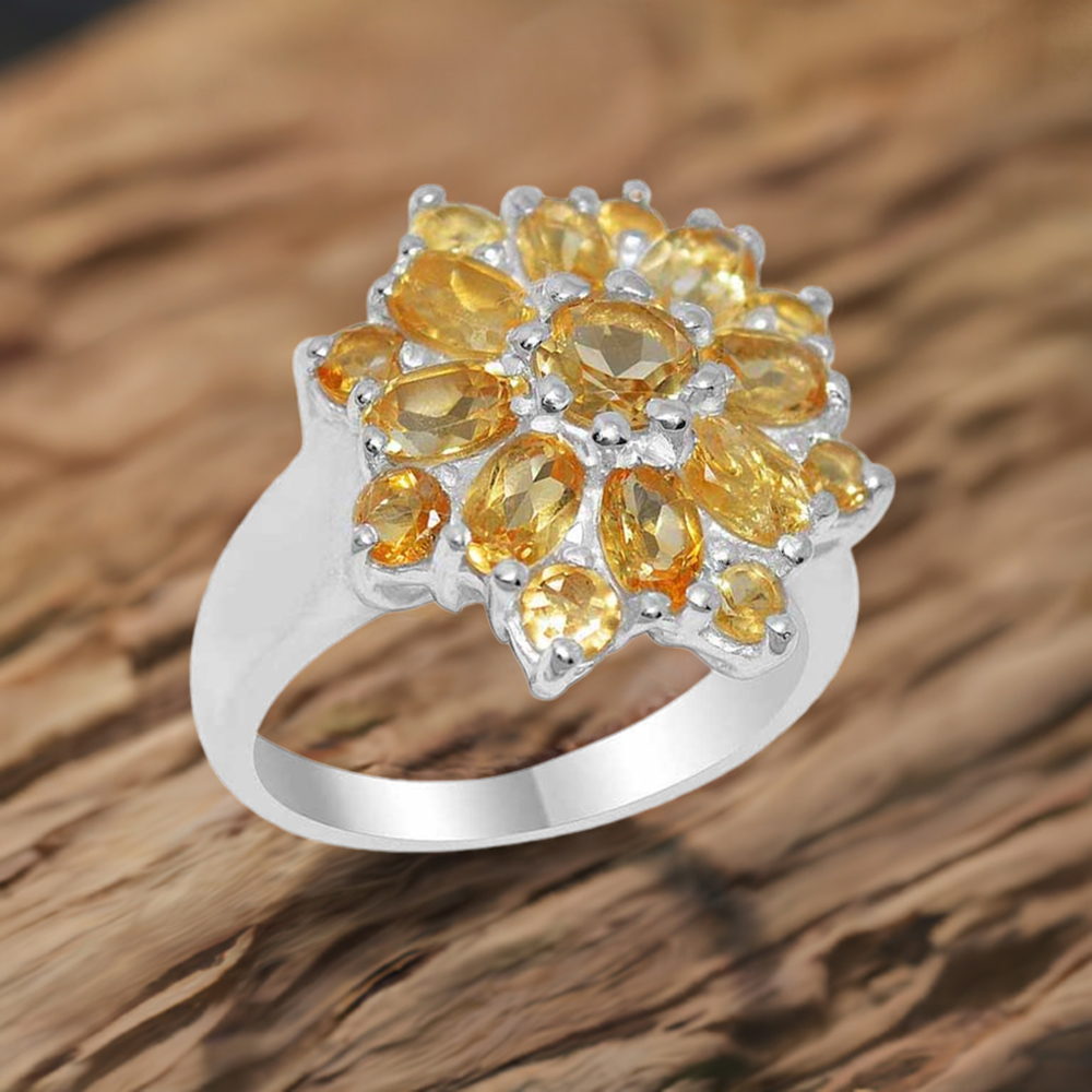925 Sterling Silver Rings In Citrine Gemstone Jewelry 925SR2044