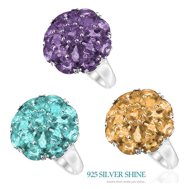 925 Sterling Silver Rings In Blue Topaz Gemstone Jewelry 925SR2048_1
