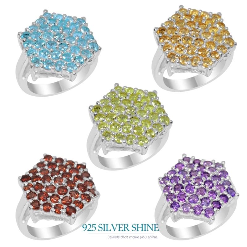 925 Sterling Silver Handmade Rings In Multi Gemstone Jewelry 925SR2055_2