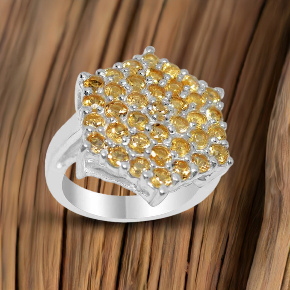 925 Sterling Silver Handmade Rings In Citrine Gemstone Jewelry 925SR2058