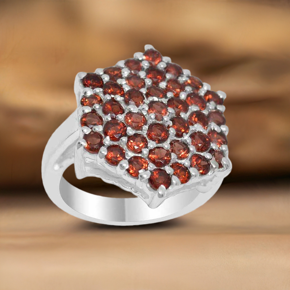 925 Sterling Silver Rings In Natural Garnet Gemstone 925SR2059