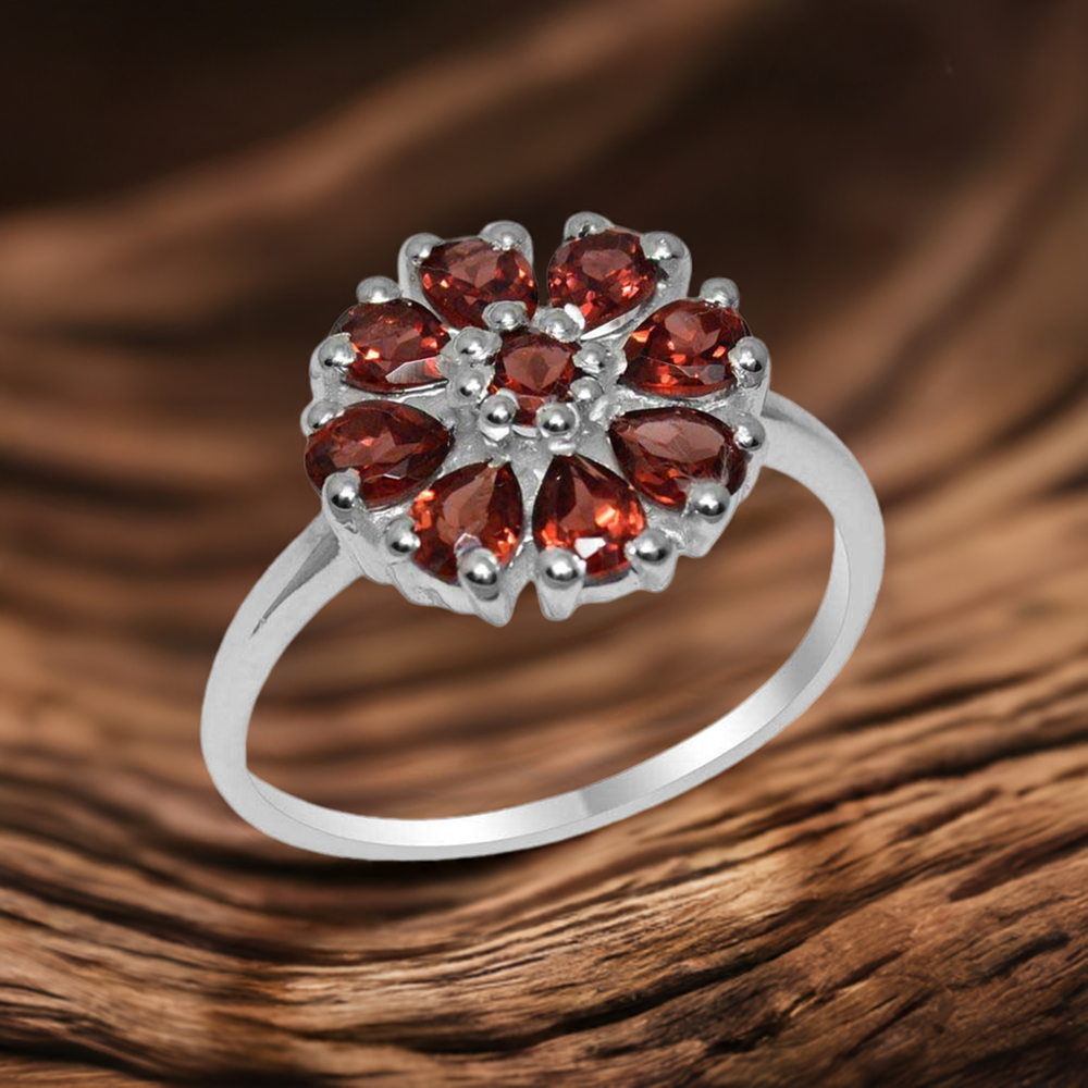 Solid 925 Silver Rings In Semi Precious Garnet Gemstone 925SR2063