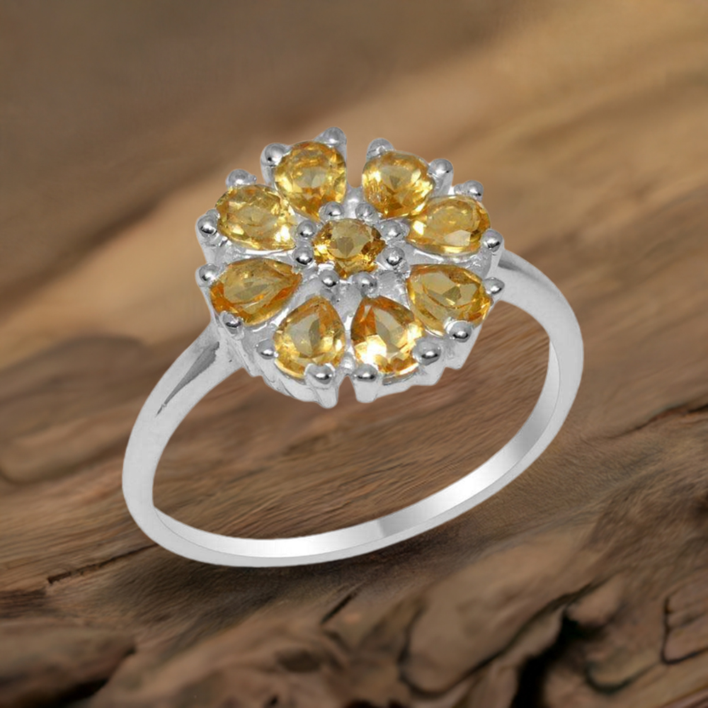 Solid 925 Silver Rings In Genuine Citrine Gemstone 925SR2064