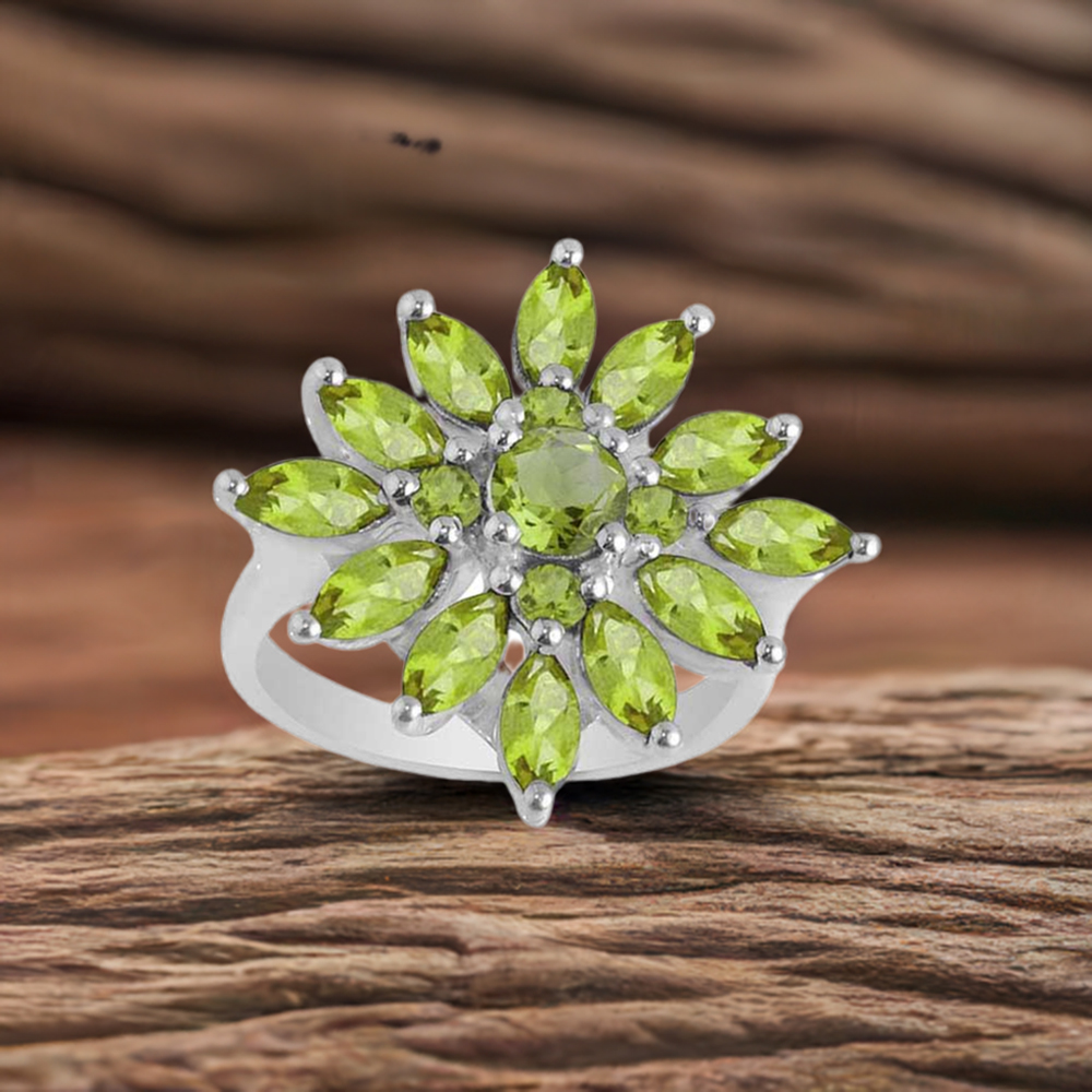 Fine 925 Sterling Silver Rings In Genuine Peridot Gemstone 925SR2067