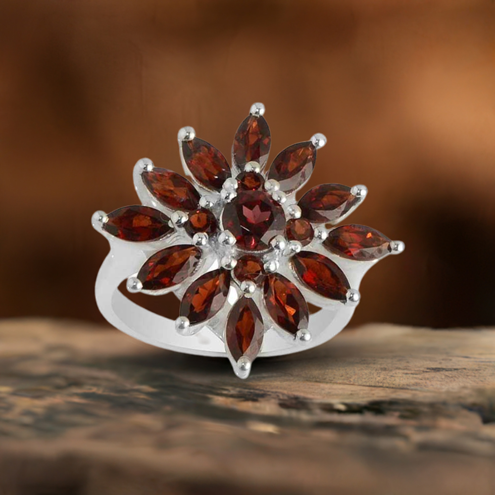 Natural Garnet Gemstone Rings In 925 Sterling Silver 925SR2068