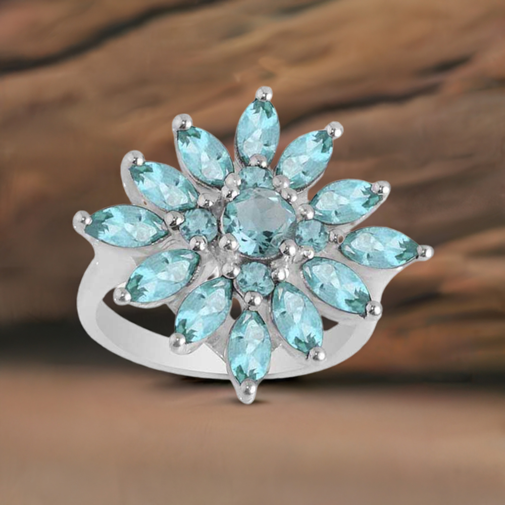 Genuine Blue Topaz Gemstone Rings In 925 Sterling Silver 925SR2070