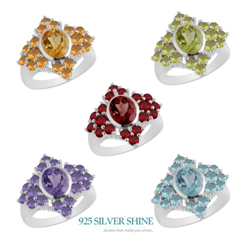 Genuine Garnet Gemstone Rings In Solid 925 Silver 925SR2073_2