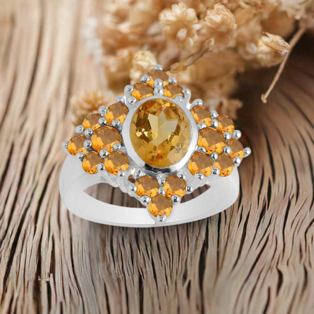 Natural Citrine Gemstone Rings In Fine 925 Sterling Silver 925SR2074