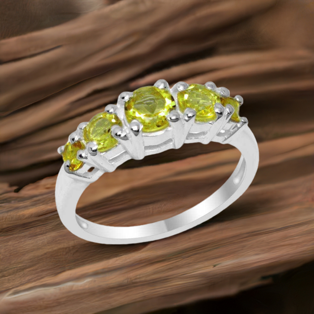 925 Sterling Silver Rings In Genuine Peridot Gemstone 925SR2082