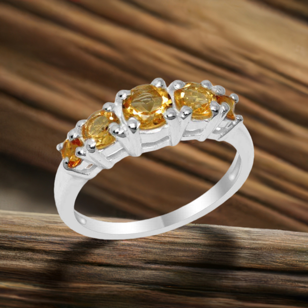 925 Sterling Silver Rings In Semi Precious Citrine Gemstone 925SR2084