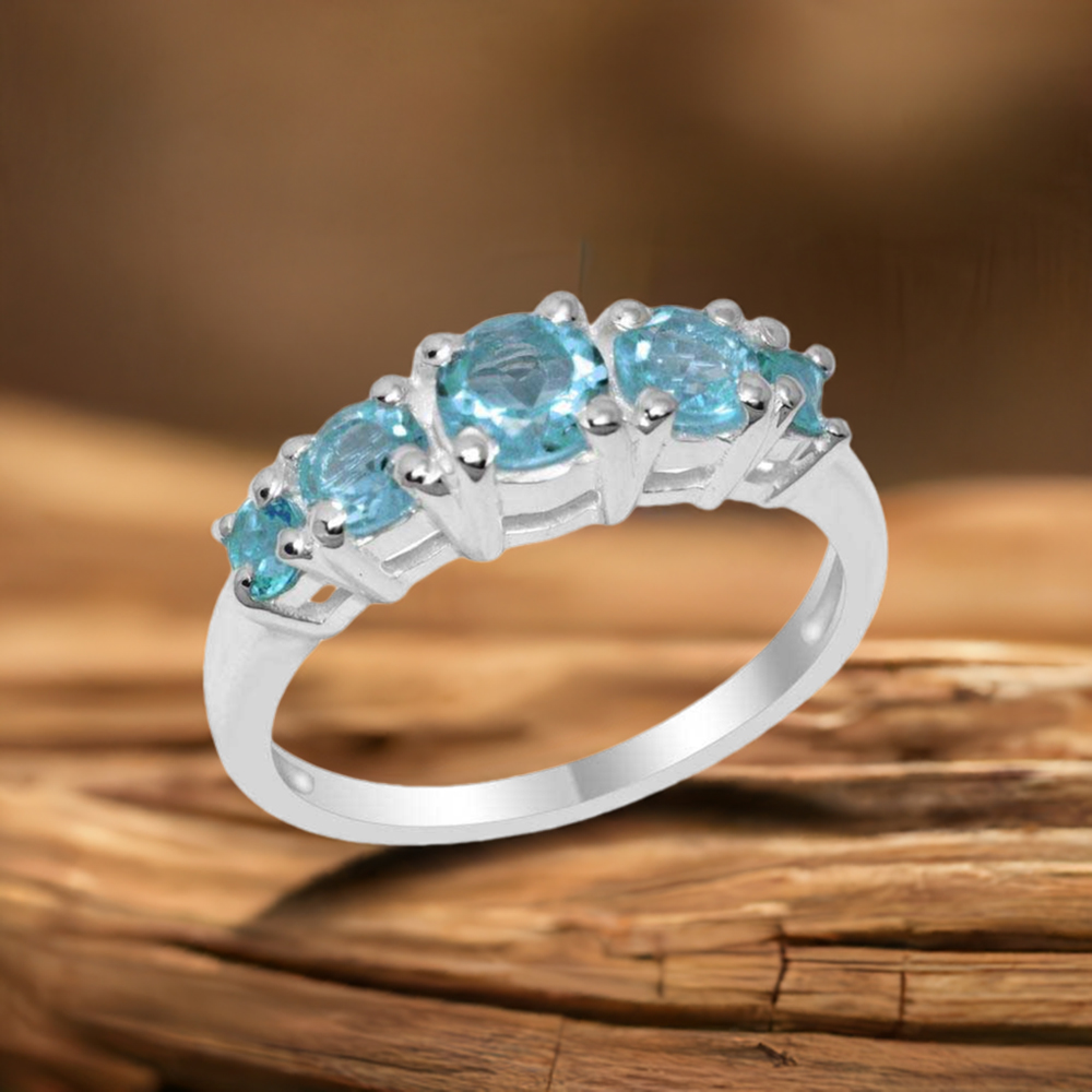 925 Sterling Silver Rings In Genuine Blue Topaz Gemstone 925SR2085