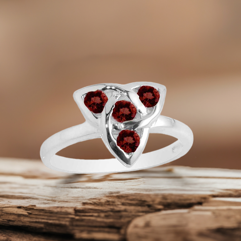 925 Sterling Silver Rings In Genuine Garnet Gemstone 925SR2088