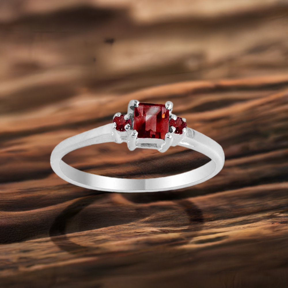 Semi Precious Garnet Gemstone Rings In 925 Sterling Silver Jewelry 925SR2093