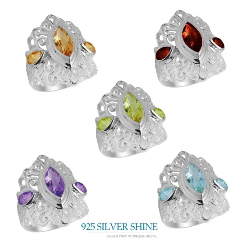 Genuine Garnet Gemstone Rings In 925 Sterling Silver Jewelry 925SR2097_2