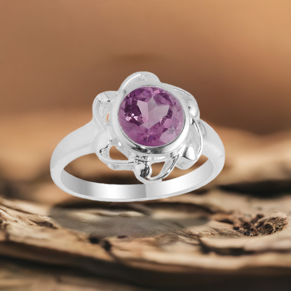 Sterling Silver Amethyst Cut Stone Rings 925SR2100