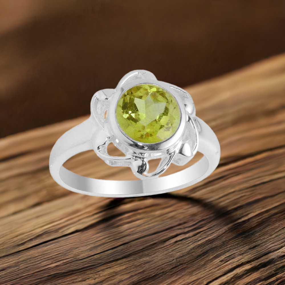 Lutes Design Sterling Silver Peridot Rings For Women's 925SR2101
