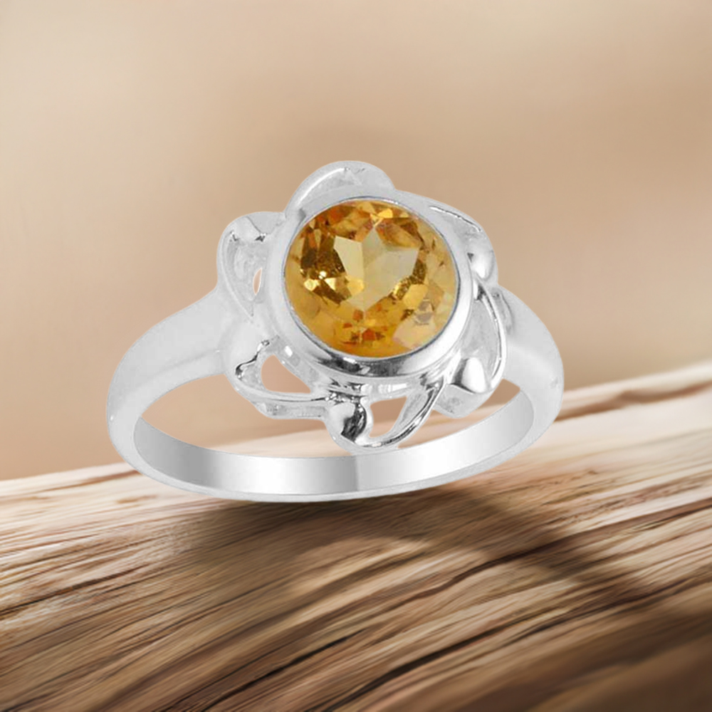 Sterling Silver Lutes Citrine Rings For Womens 925SR2103