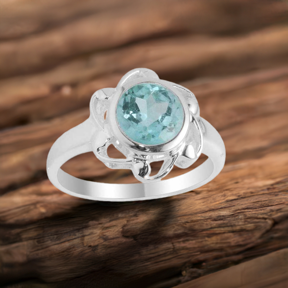 925 Sterling Silver Rings In Blue Topaz Gemstone Jewelry 925SR2104
