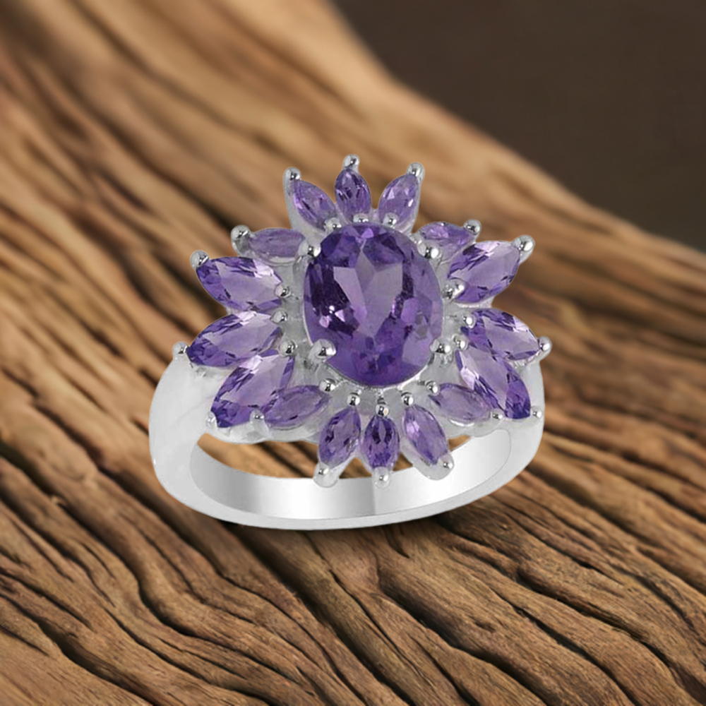 925 Sterling Silver Rings In Amethyst Gemstone Jewelry 925SR2105