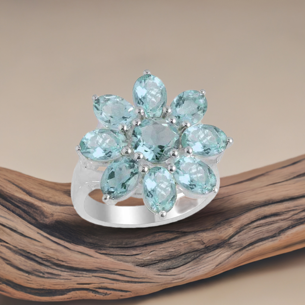 925 Sterling Silver Handmade Rings In Blue Topaz Gemstone Jewelry 925SR2109