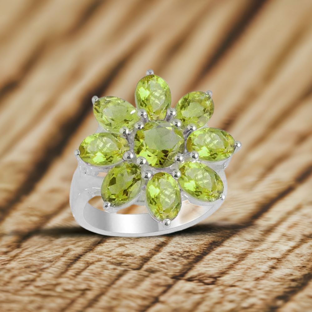 925 Sterling Silver Handmade Rings In Peridot Gemstone Jewelry 925SR2111