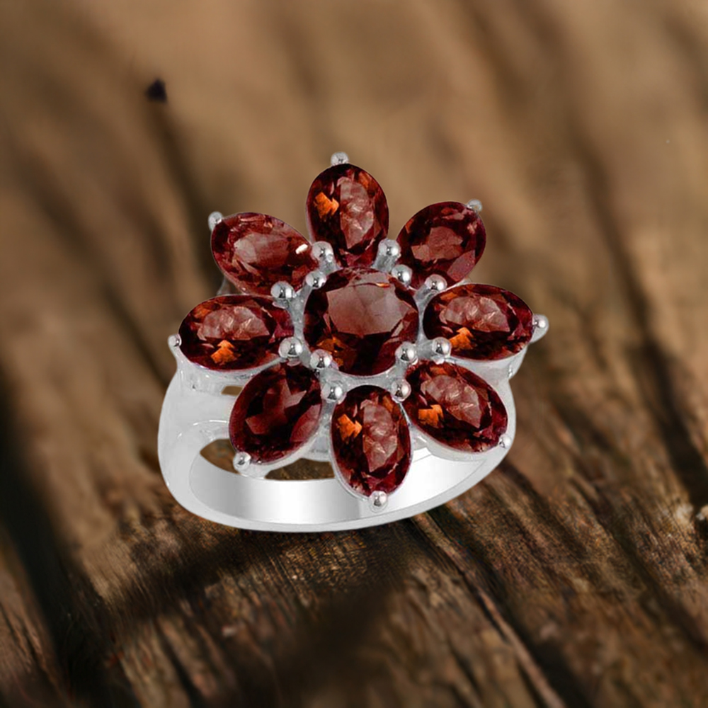 925 Sterling Silver Handmade Rings In Garnet Gemstone Jewelry 925SR2112