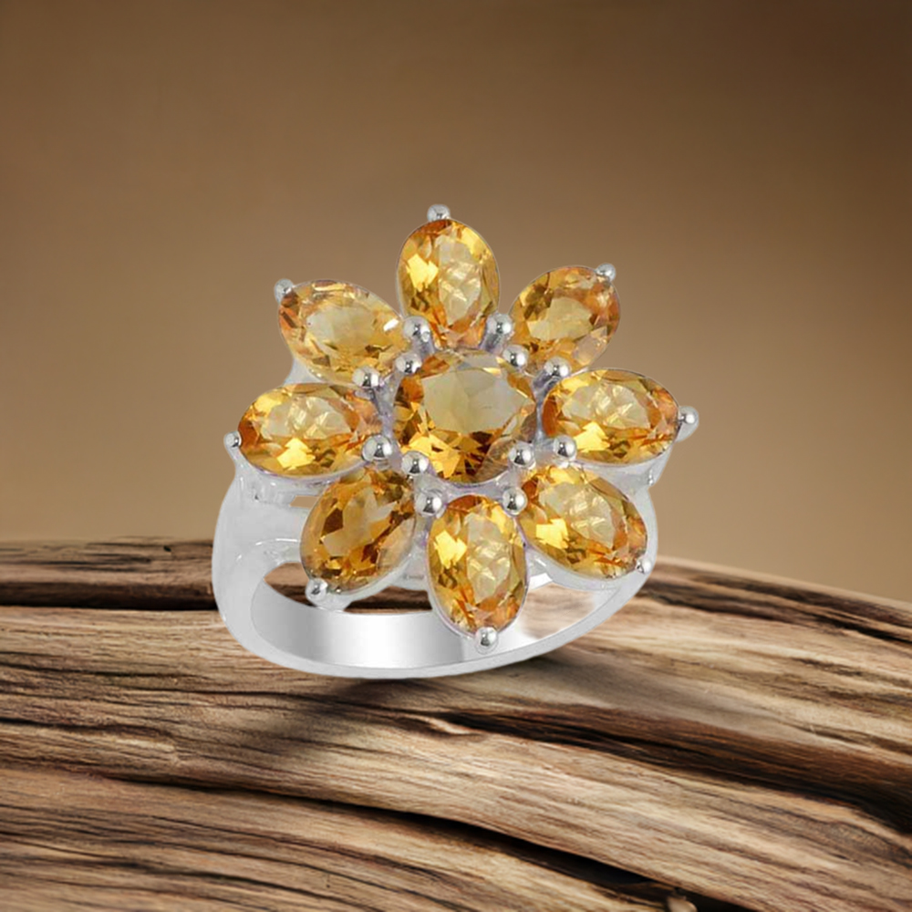 925 Sterling Silver Rings In Citrine Gemstone Jewelry 925SR2113