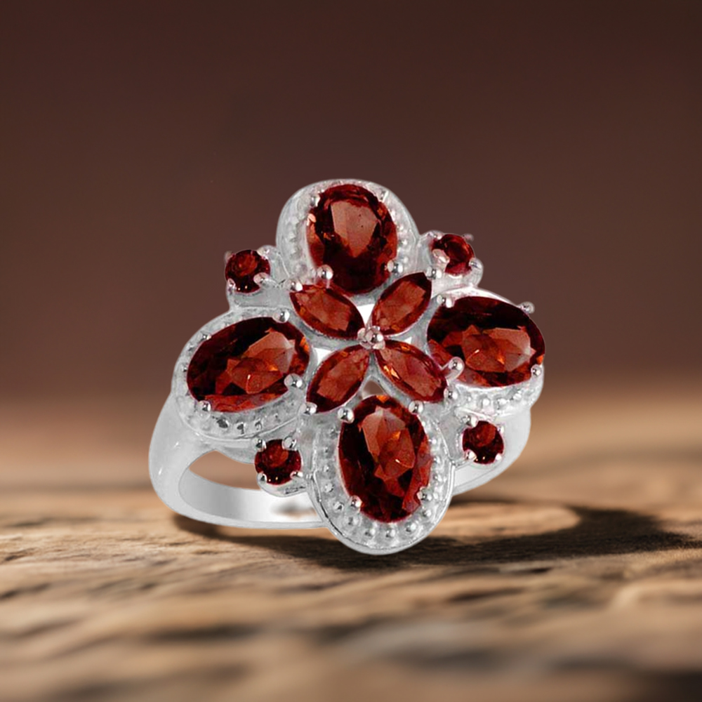 925 Sterling Silver Rings In Garnet Gemstone Jewelry 925SR2117