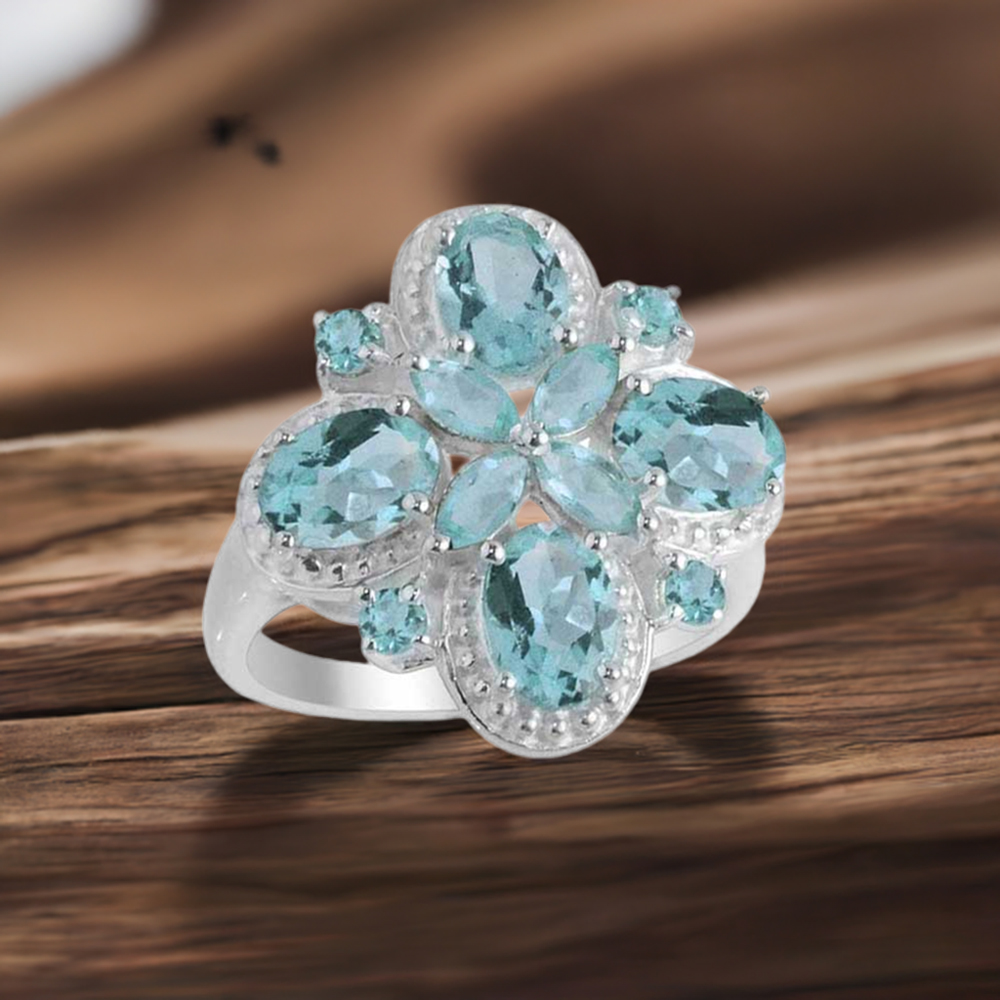 925 Sterling Silver Handmade Rings In Blue Topaz Gemstone Jewelry 925SR2119