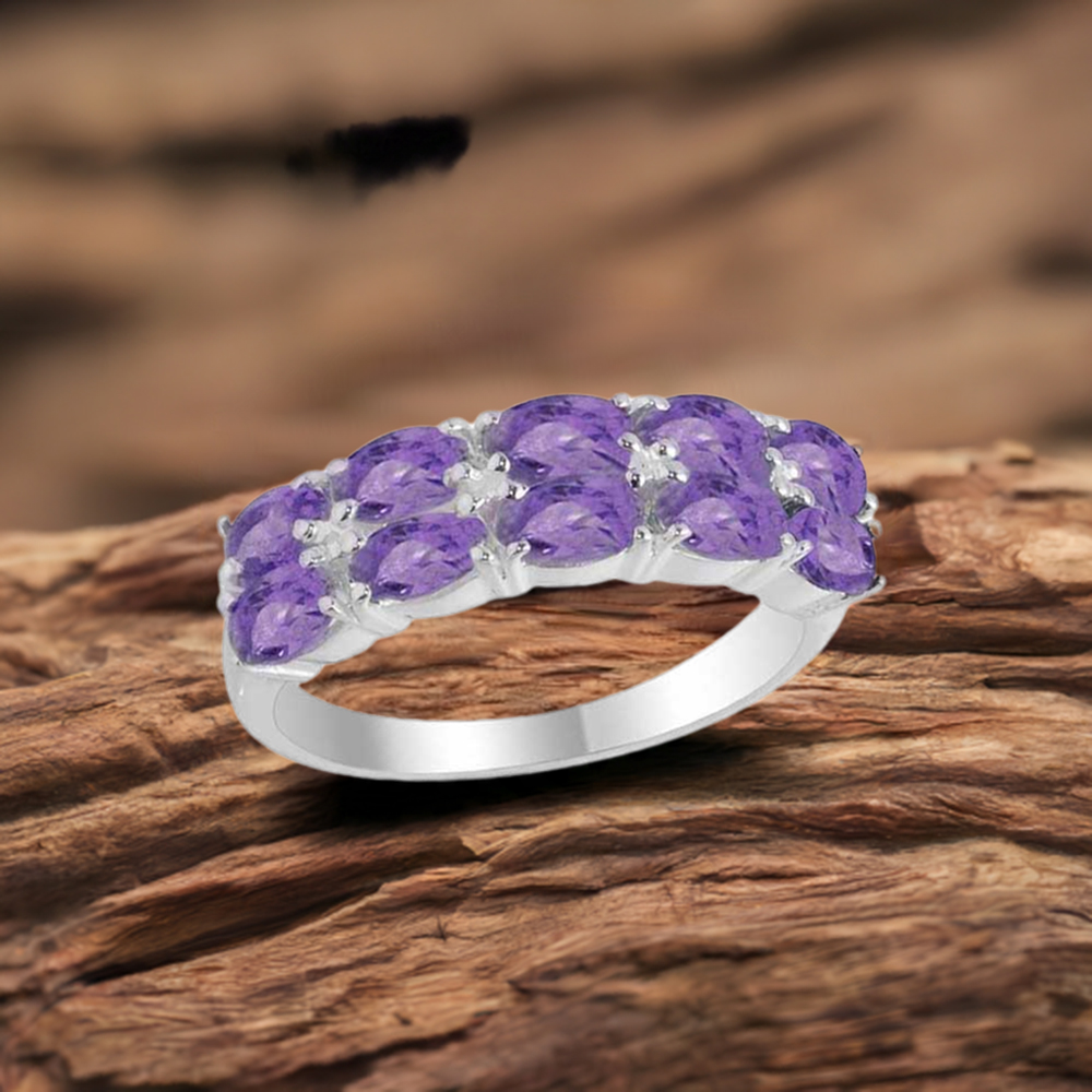 925 Sterling Silver Handmade Rings In Amethyst Gemstone Jewelry 925SR2120