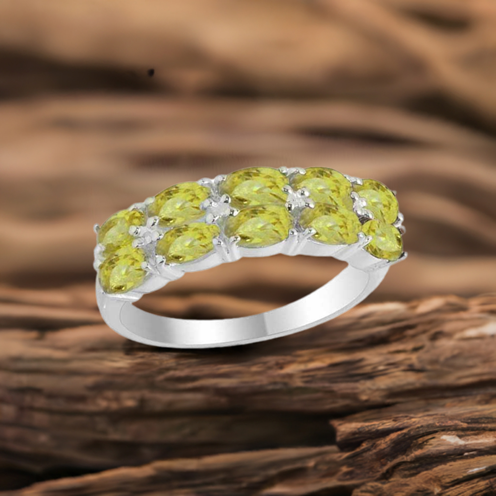 925 Sterling Silver Handmade Rings In Peridot Gemstone Jewelry 925SR2121