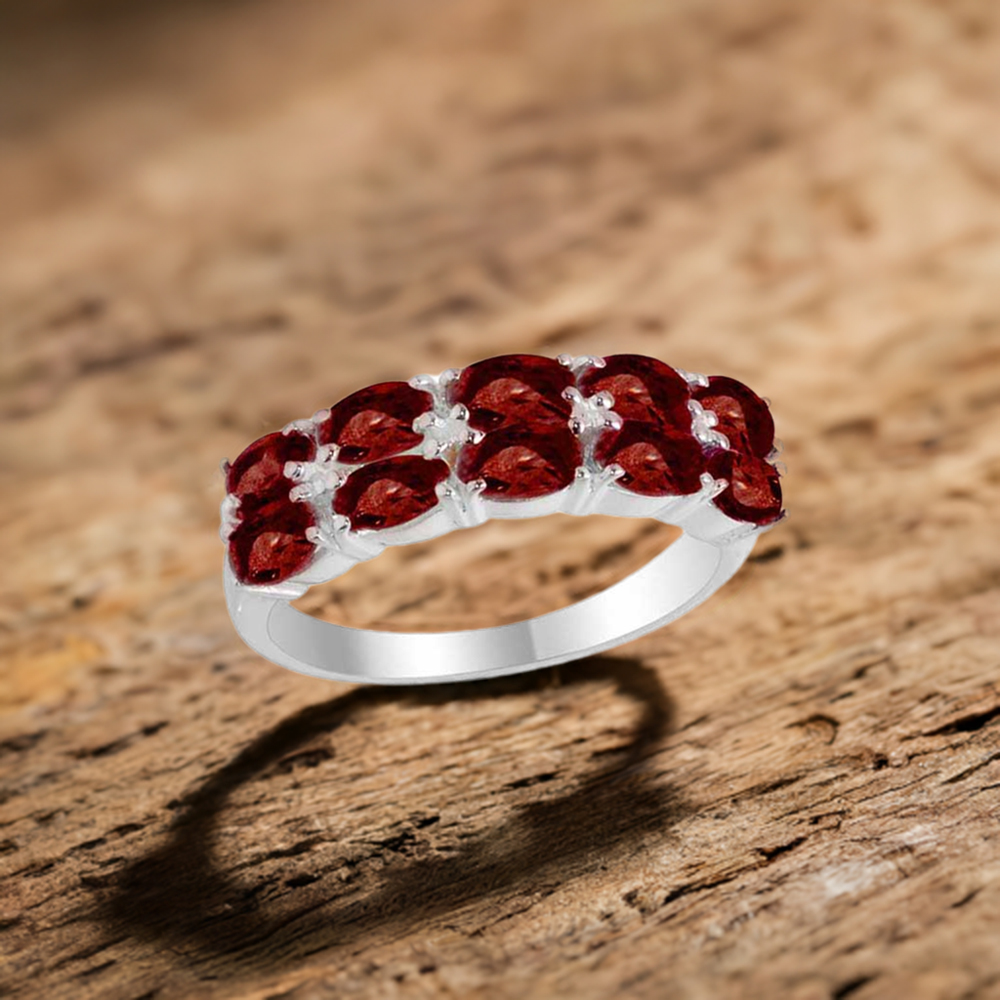 925 Sterling Silver Handmade Rings In Garnet Gemstone Jewelry 925SR2122