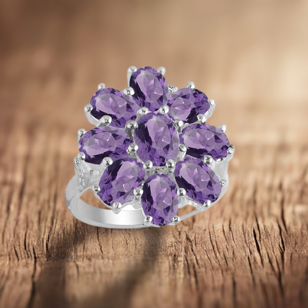 925 Sterling Silver Rings In Amethyst Gemstone Jewelry 925SR2125