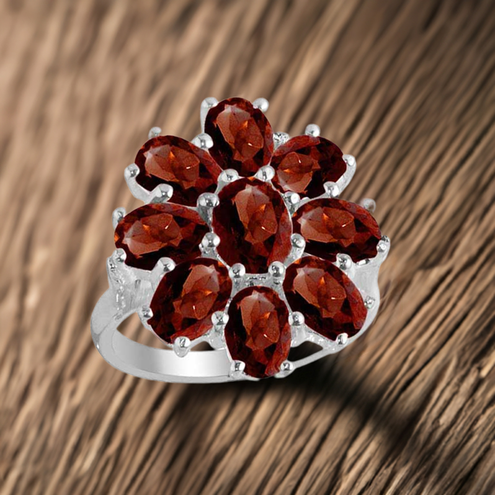 925 Sterling Silver Rings In Garnet Gemstone Jewelry 925SR2127