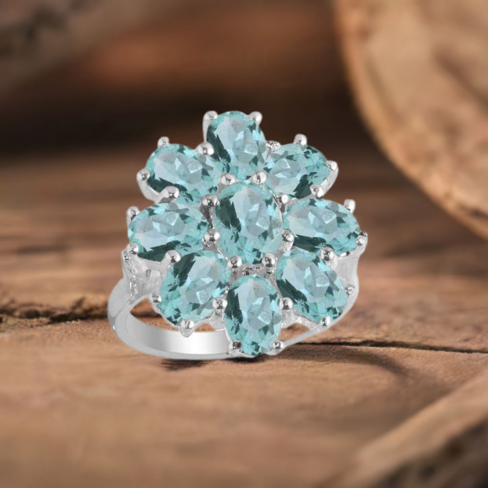 925 Sterling Silver Handmade Rings In Blue Topaz Gemstone Jewelry 925SR2129