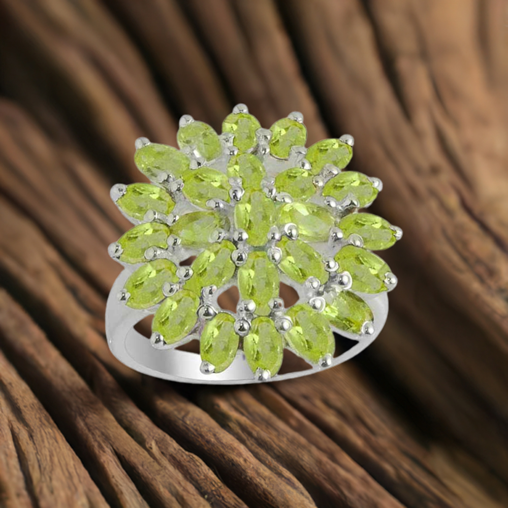 925 Sterling Silver Handmade Rings In Peridot Gemstone Jewelry 925SR2131