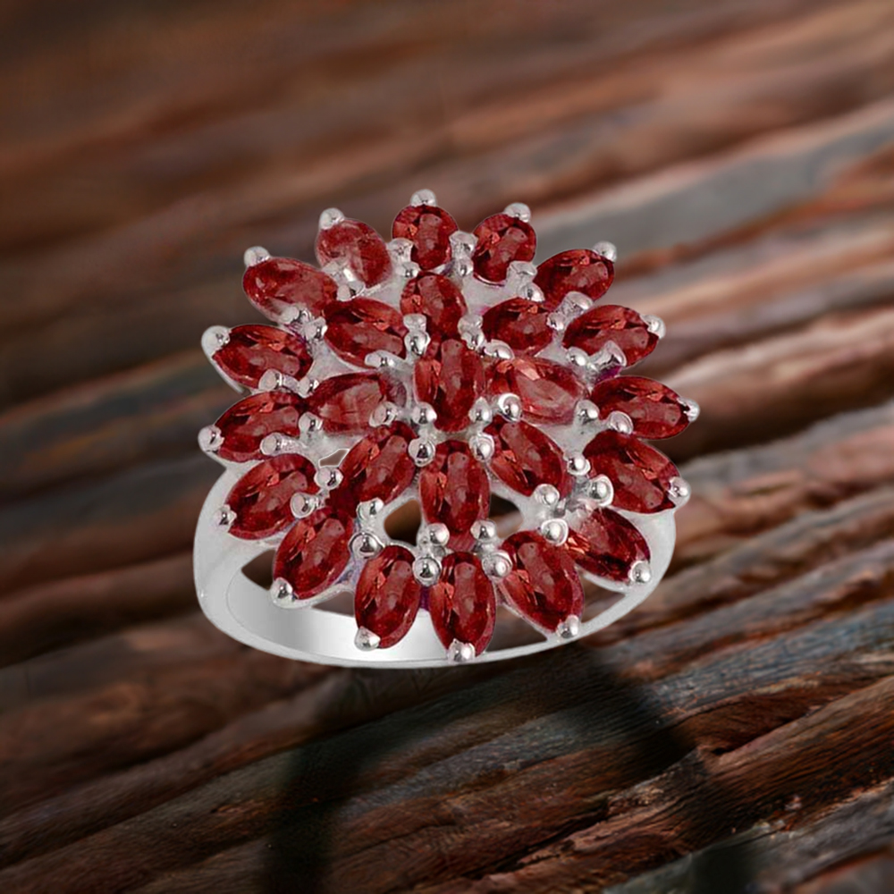 925 Sterling Silver Handmade Rings In Garnet Gemstone Jewelry 925SR2132