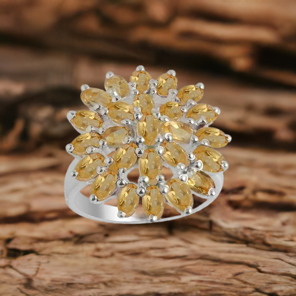 925 Sterling Silver Handmade Rings In Citrine Gemstone Jewelry 925SR2133