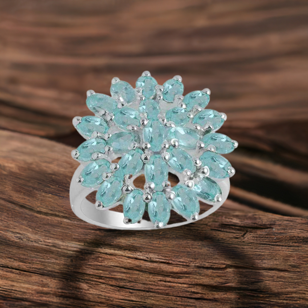 925 Sterling Silver Handmade Rings In Blue Topaz Gemstone Jewelry 925SR2134